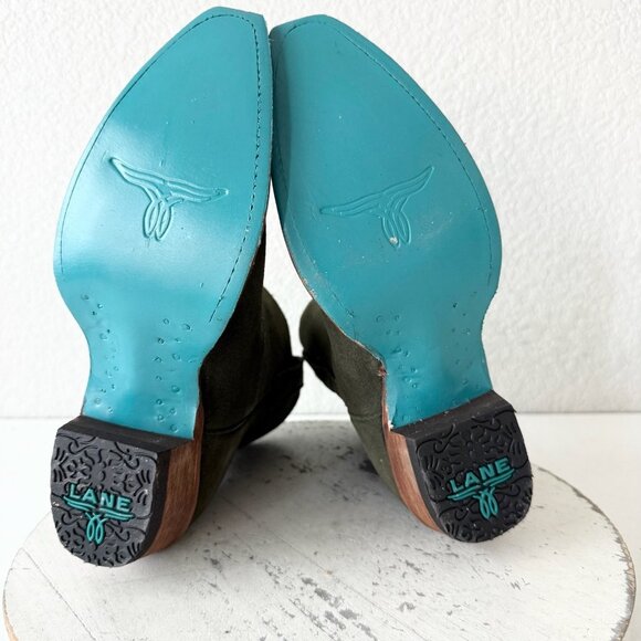 Lane EMMA JANE Womens Cowboy Bootie 6.5 Green Western Cowgirl Short Ankle Boots - Picture 8 of 11